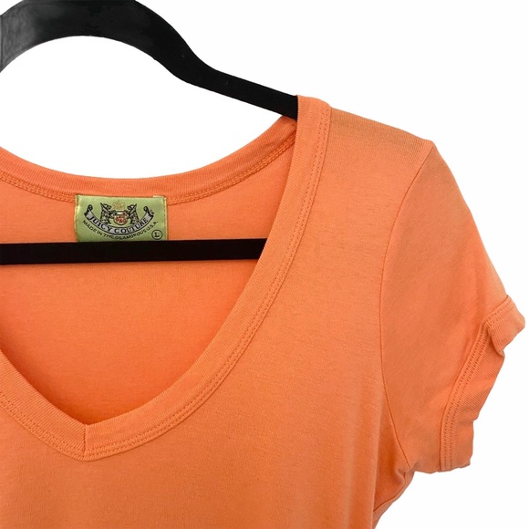 OG: Juicy Couture ✌︎︎ V Neck Tux Stripe Baby Tee T Shirt ✌︎︎ Orange Pop ✌︎︎ M L - Picture 2 of 12